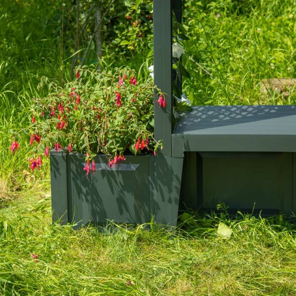 KHW Gartenbank Brüssel in anthrazit Detail Pflanzkasten links