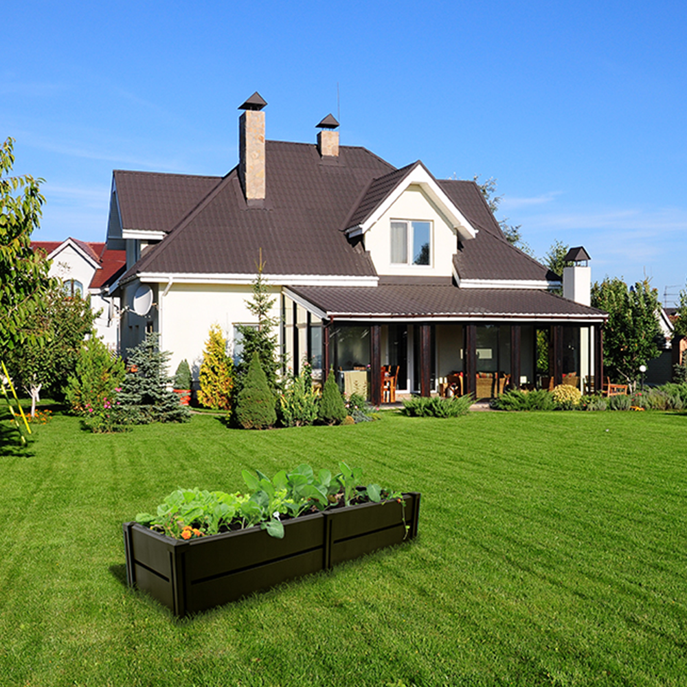 KHW Hochbeet Demeter L schmal in anthrazit im Garten