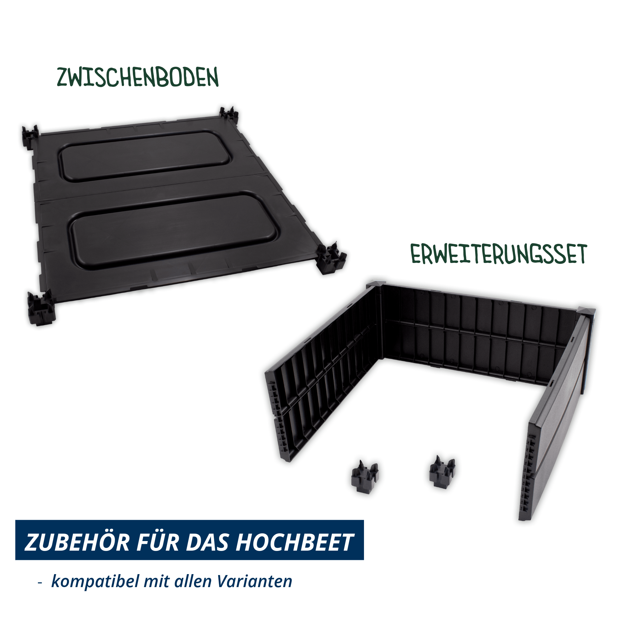 Zubehör für das Hochbeet Demeter: Zwischenboden und Erweiterungsset – kompatibel mit allen Varianten.